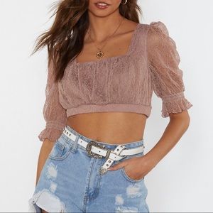 NASTY GAL Puff Lace Crop Top (like new)